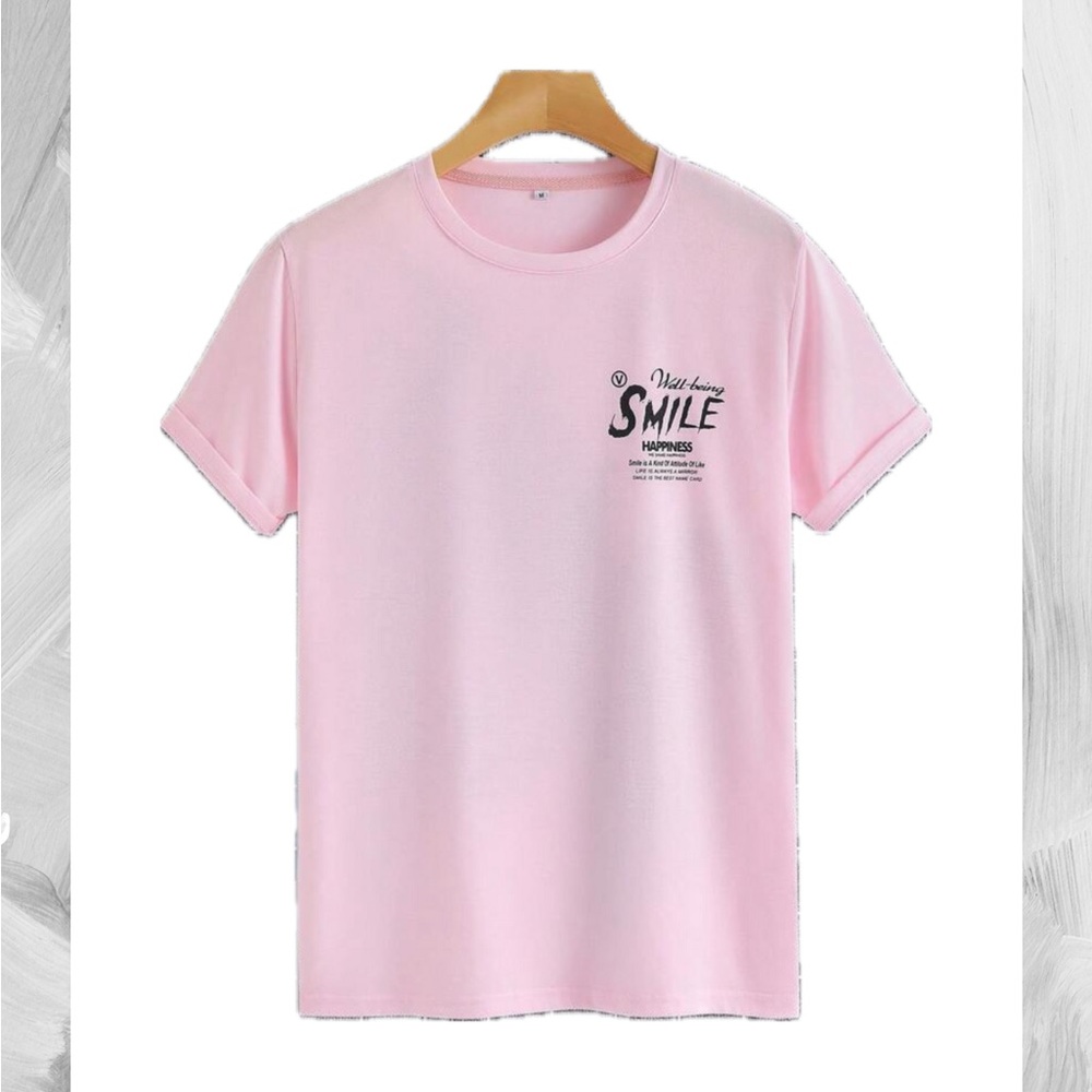 Baby Pink Manfinity EMRG Men Slogan Graphic Tee